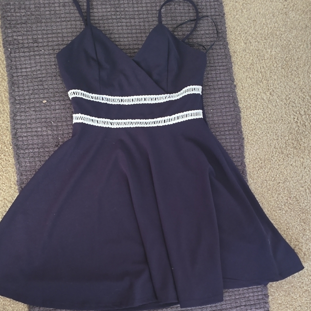 Blue A-Line Mini Dress with Spaghetti Straps
